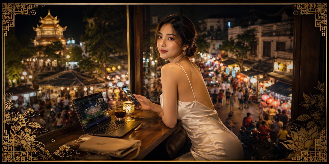 Người dùng Hà Nội thực hiện giao dịch nạp tiền casino qua điện thoại trong quán cà phê