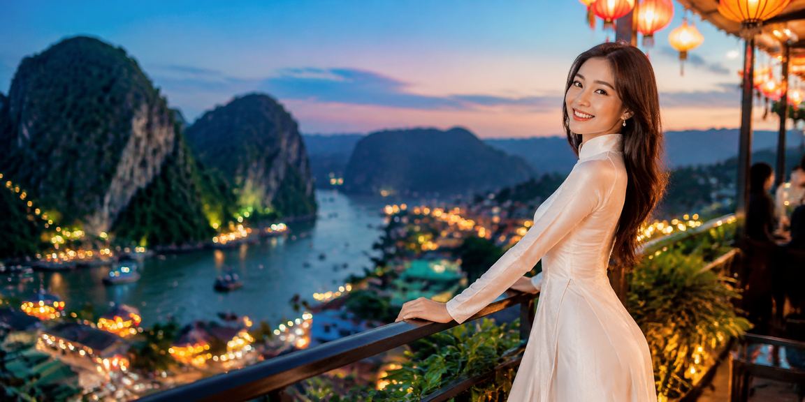 Người dự đoán kết quả xổ số Ninh Bình với trang phục truyền thống áo dài